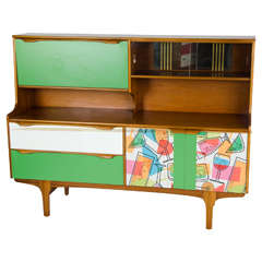 British 1960s Highboard Cocktail Cabinet