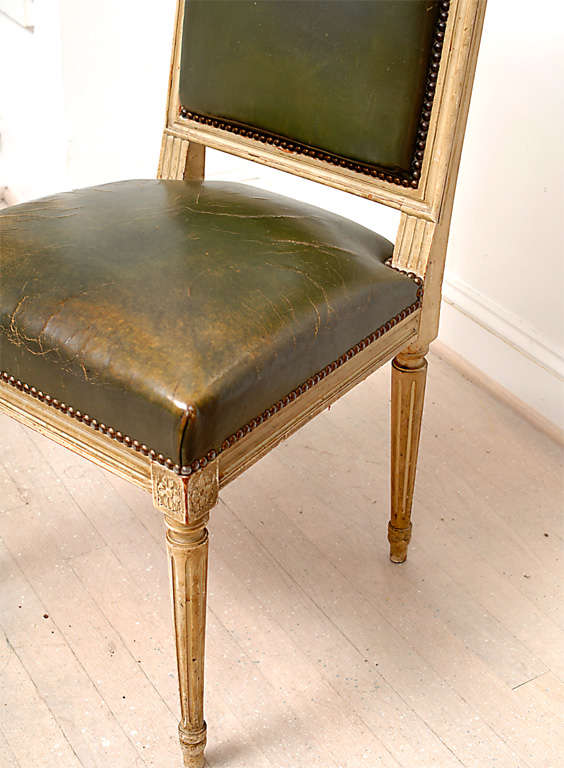 Set of 8 square back painted Louis XVI Style dining chairs 1