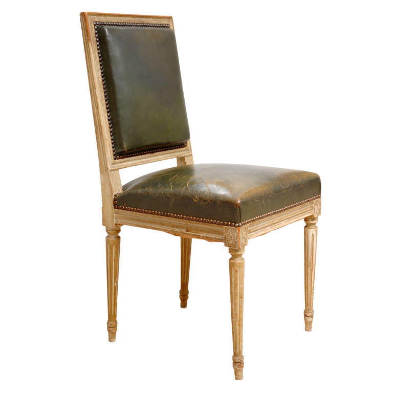 Set of 8 square back painted Louis XVI Style dining chairs