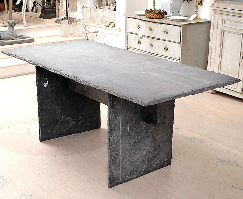 Rectangular Slate Table from the Loire Valley.  Very rare for<br />
the shape.