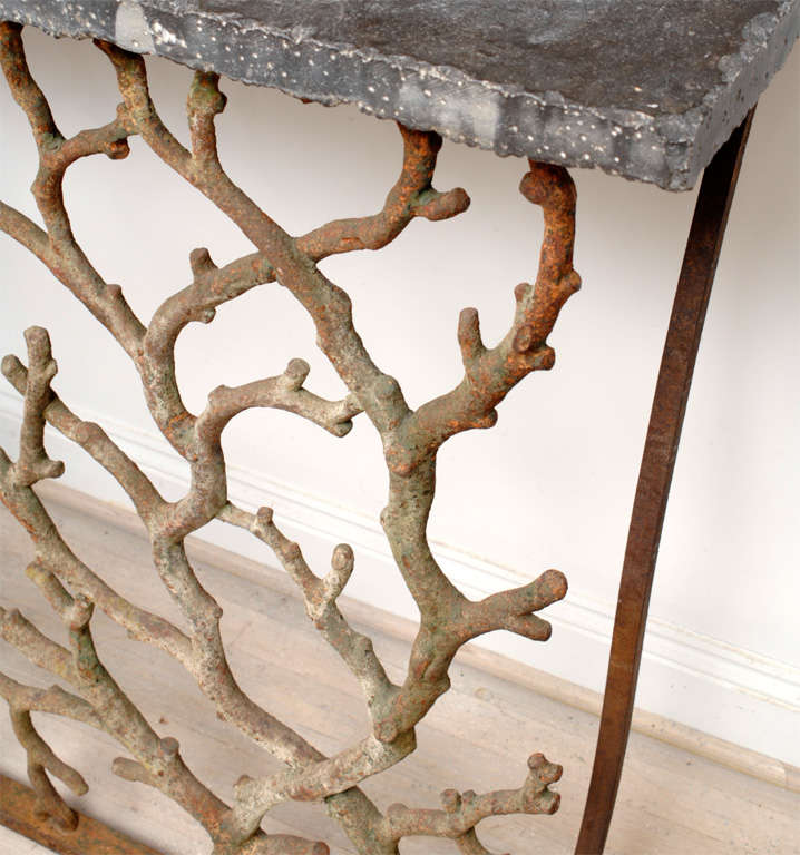iron console table with stone top