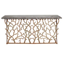 Twig Cast Iron Console with Blue Stone Top