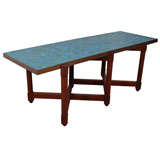 Edward Wormley for Dunbar Blue Glass Mosaic Topped Table