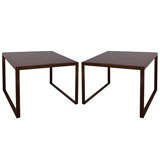 A pair of Ed Wormley for Dunbar Bronze and Rosewood Side Tables.