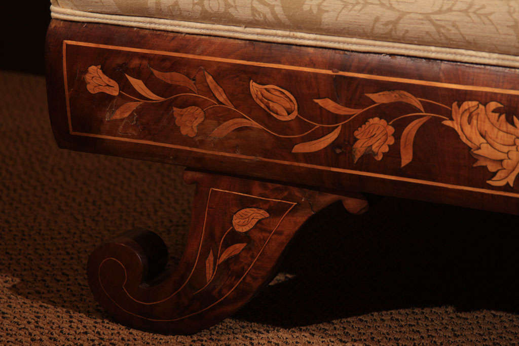 Fabric Dutch Marquetry Chaise Longue For Sale