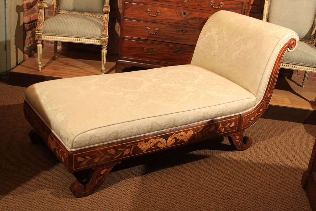 Dutch Marquetry Chaise Longue For Sale 4