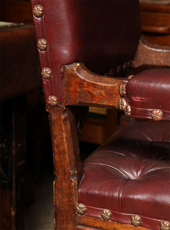 Pugin Style Armchair Leather Seat and Back In Excellent Condition In New York, NY