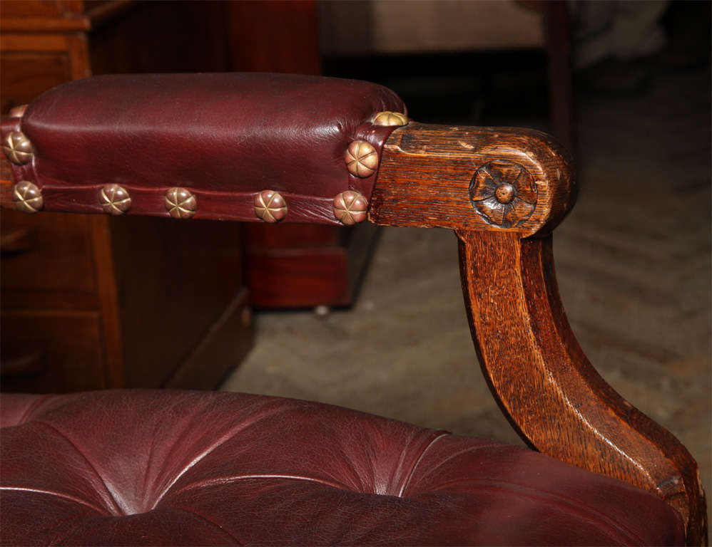 Pugin Style Armchair Leather Seat and Back 3