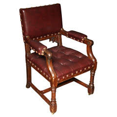 Pugin Style Armchair Leather Seat and Back 7