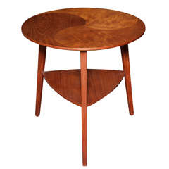 Vintage Round Teak Side Table with 3 Legs