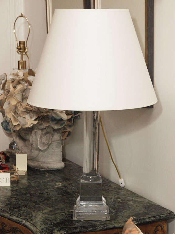 Contemporary Murano Glass Square Base Column Lamp
