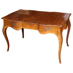 An Italian Burled Walnut Veneered Desk with 3 Drawers