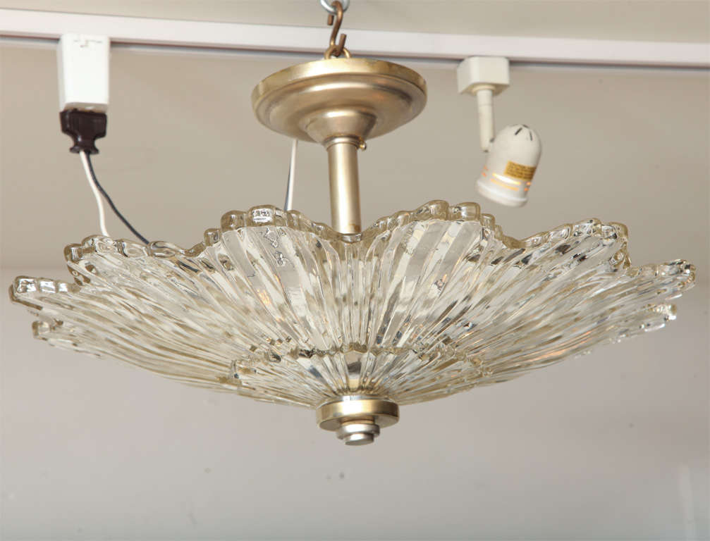 An American Flush Mounted Glass Sunburst Ceiling Light