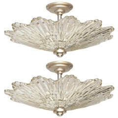 An American Flush Mounted Glass Sunburst Ceiling Light An American Flush Mounted Glass Sunburst Ceiling Light