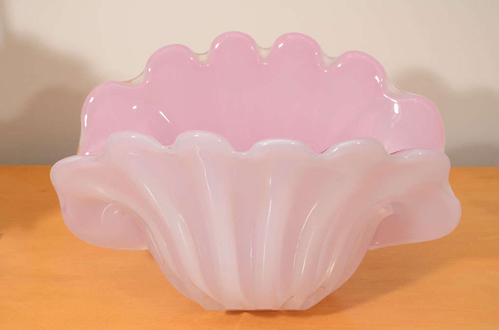 Mid-20th Century Seguso Pink Opaline Conch Shell For Sale