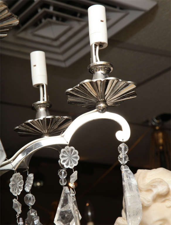 Pair of Chrome and Rock Crystal Chandeliers 2