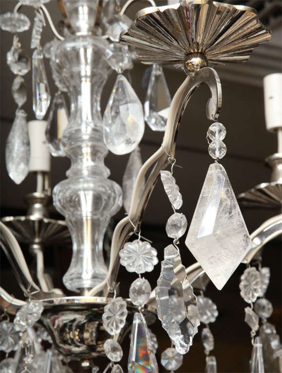 Pair of Chrome and Rock Crystal Chandeliers 3