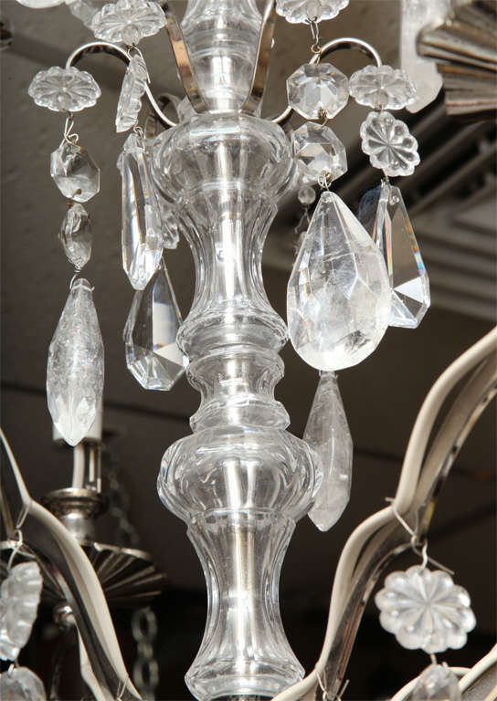 Pair of Chrome and Rock Crystal Chandeliers 4