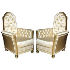 Unusual Pair of Art Deco Style Armchairs 1