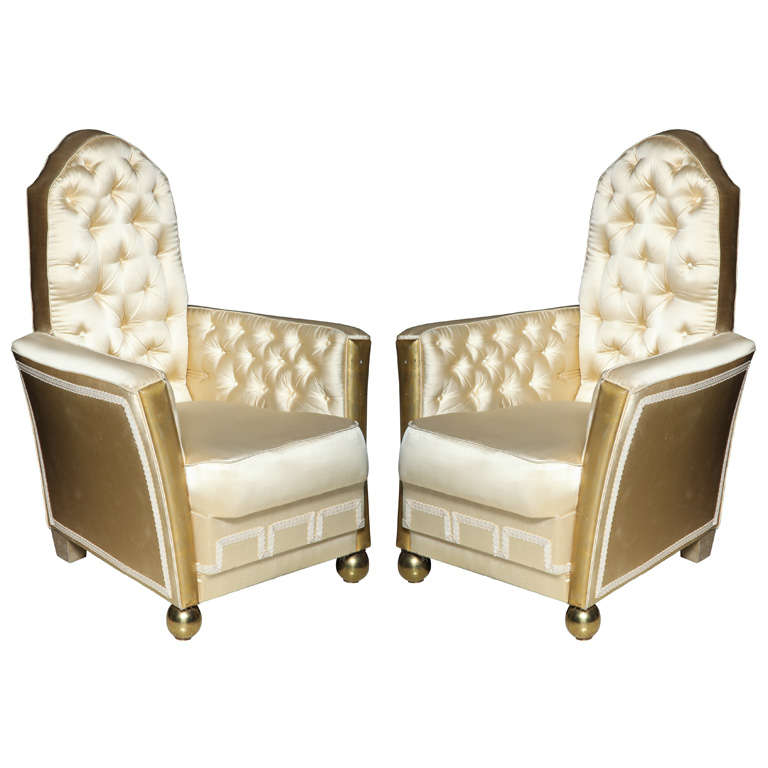 Unusual Pair of Art Deco Style Armchairs