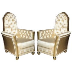 Unusual Pair of Art Deco Style Armchairs