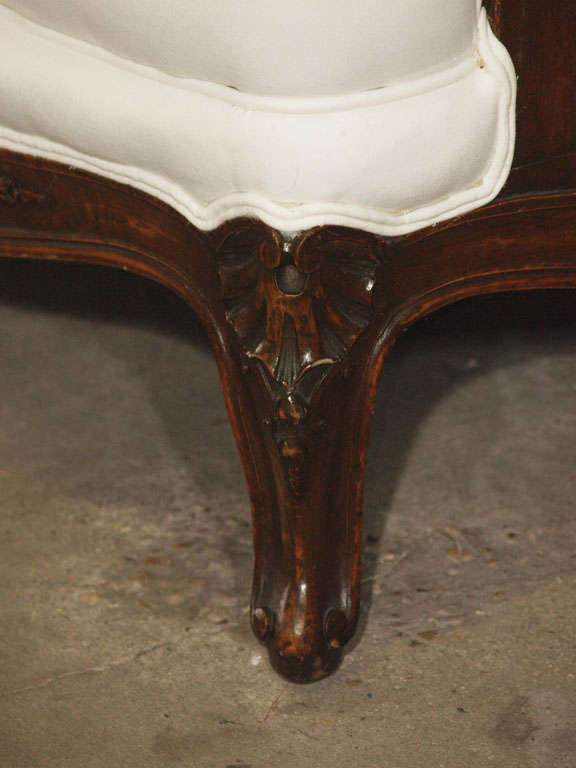 Rare French 19th c. Serpentine Back Louis XV Walnut Sofa 2