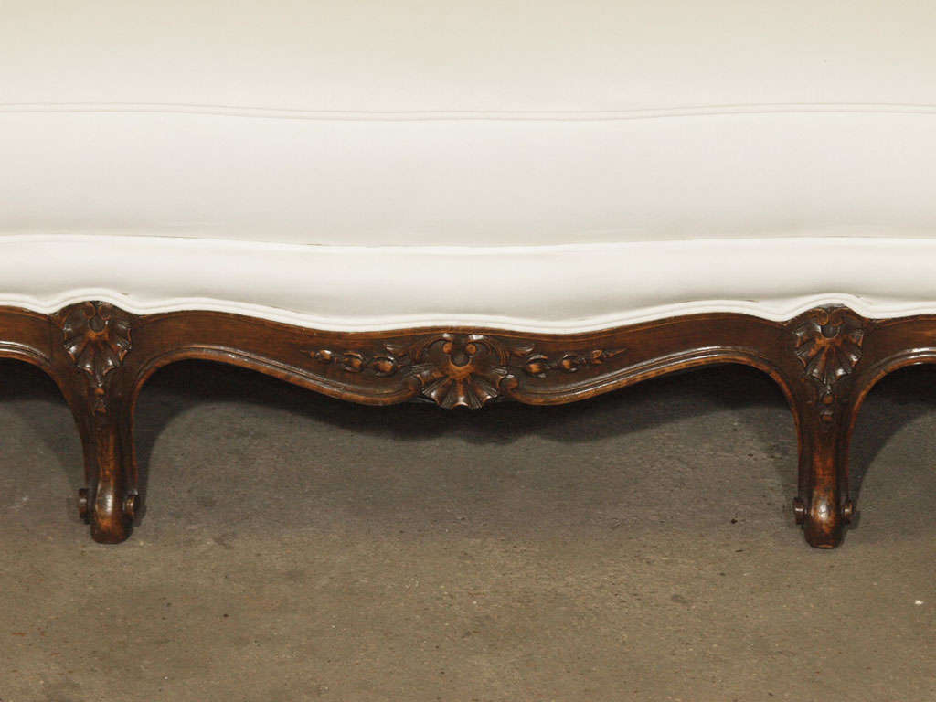 Rare French 19th c. Serpentine Back Louis XV Walnut Sofa 4