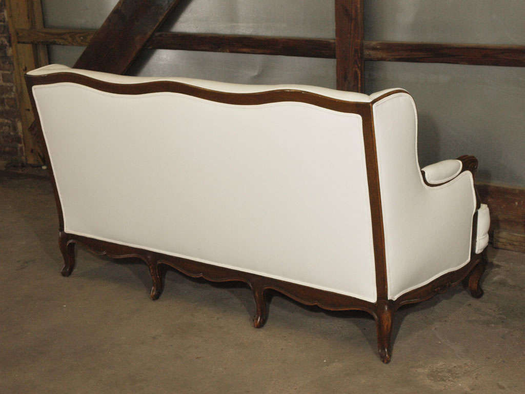 Rare French 19th c. Serpentine Back Louis XV Walnut Sofa 6