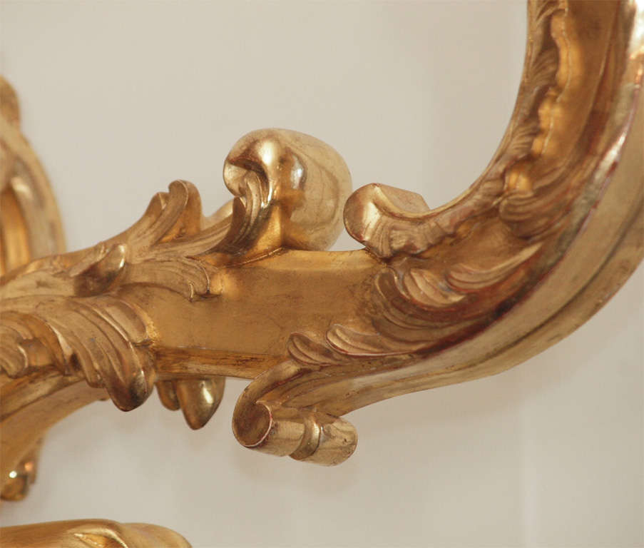 French P0air Of Louis Xv Gilt Wood Appliques For Sale