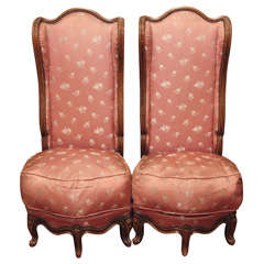 Antique PAIR OF UNUSUAL 18TH CENTURY WALNUT FIRESIDE CHAIRS
