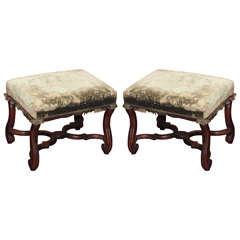 PAIR OF WALNUT "LAMBSBONE" STOOLS