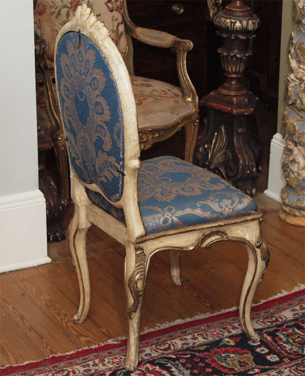 SET OF EIGHT PARCE GILT/PAINT 18th C VENETIAN SIDE CHAIRS 2