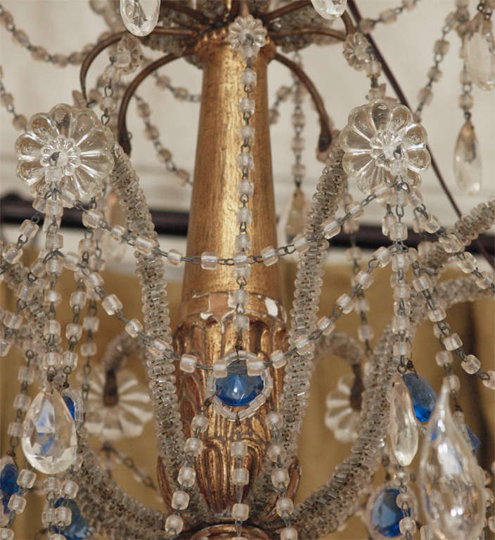French Genovese CHandelier with Blue Crystals 