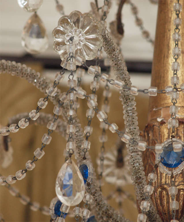 Genovese CHandelier with Blue Crystals  In Good Condition In Natchez, MS