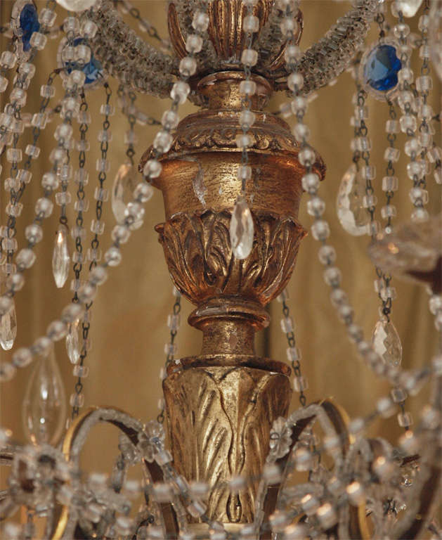 18th Century and Earlier Genovese CHandelier with Blue Crystals 
