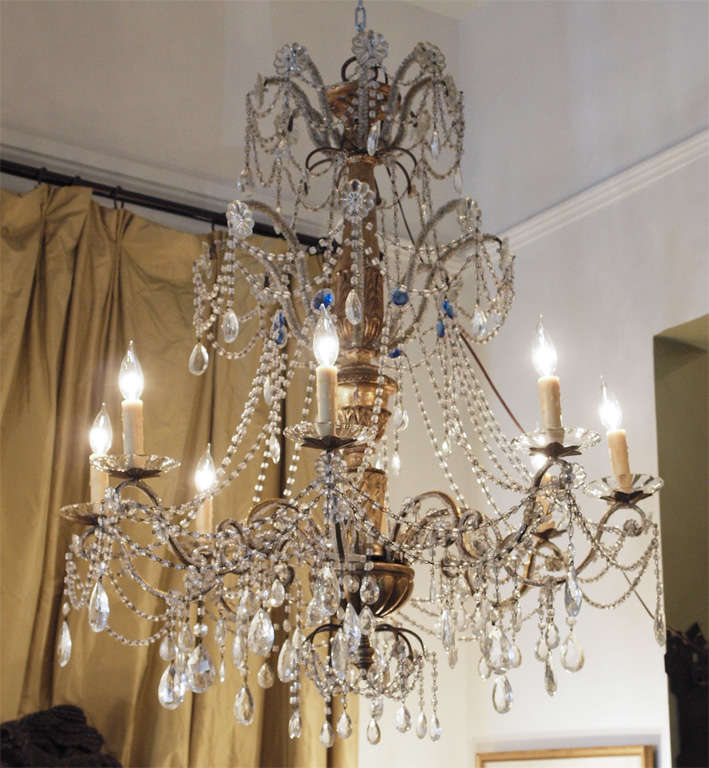 Genovese CHandelier with Blue Crystals  5