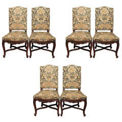Set Of Six Regence Style Side Chairs In Needlepoint