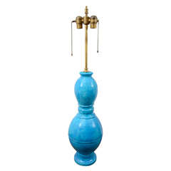 Italian Blue Pottery Table Lamp by Raymor
