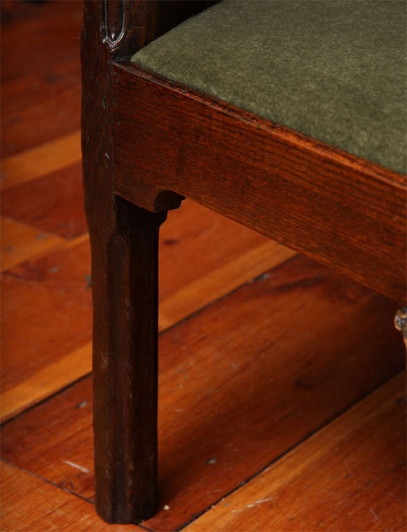 18th Century George I Figured Elm and Oak Corner Desk Chair, English, circa 1725