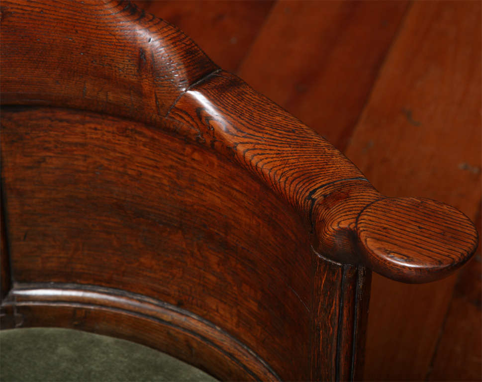 George I Figured Elm and Oak Corner Desk Chair, English, circa 1725 1