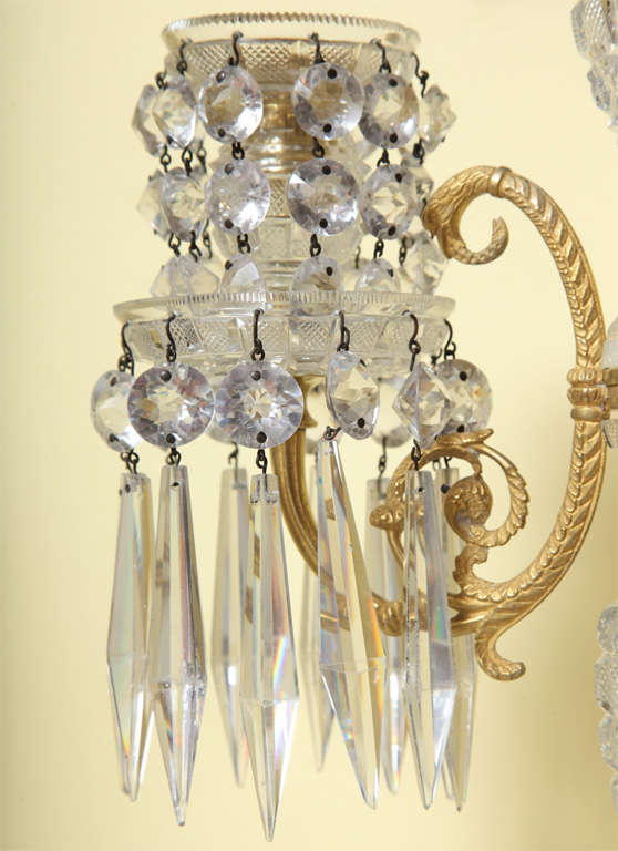 Pair of Regency Gilt Bronze and Cut-Glass Candelabra, English, circa 1810 For Sale 3
