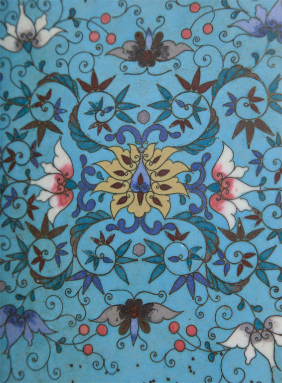 Fine pair of Japanese cloisonne porcelain cache pot. 1