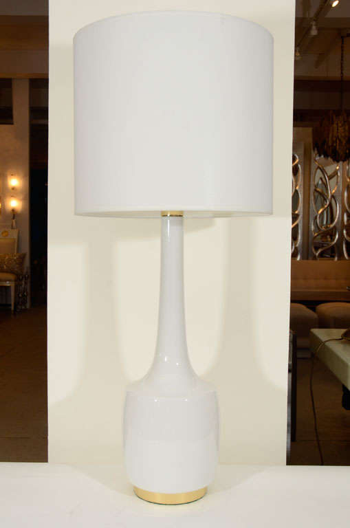 Pair of White Glass Lamps by Holmegaard