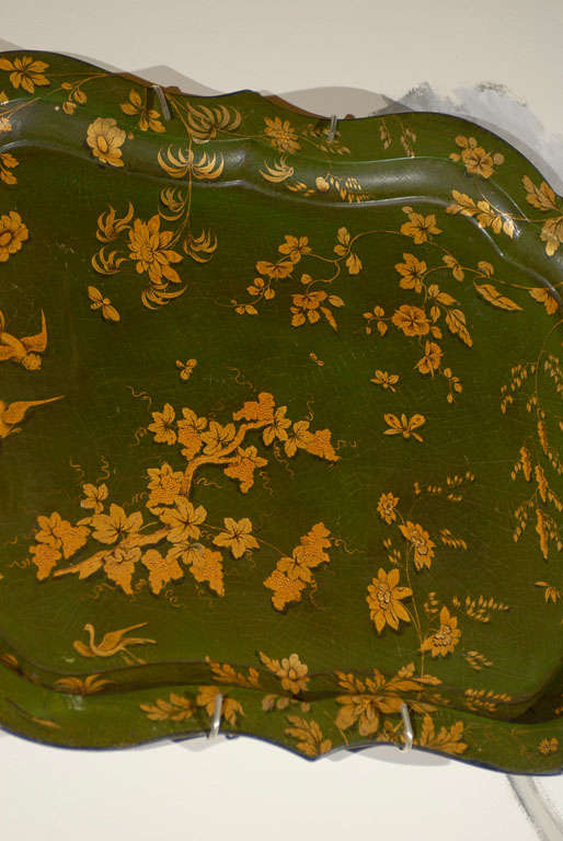 19th Century Green Paper Mache Tray