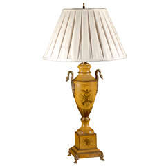 French Painted Tole Urn Lamp