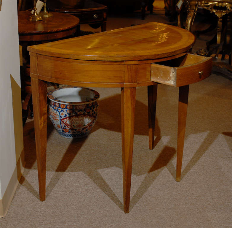 18th Century Italian Neoclassical Demi-lune Inlaid Console Table