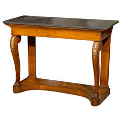 Charles X Walnut Console Table with Black Marble Top 12