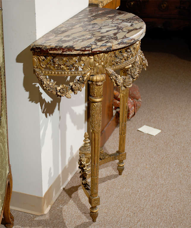 Petite Louis XVI Style Gilt-Wood Console Table 1