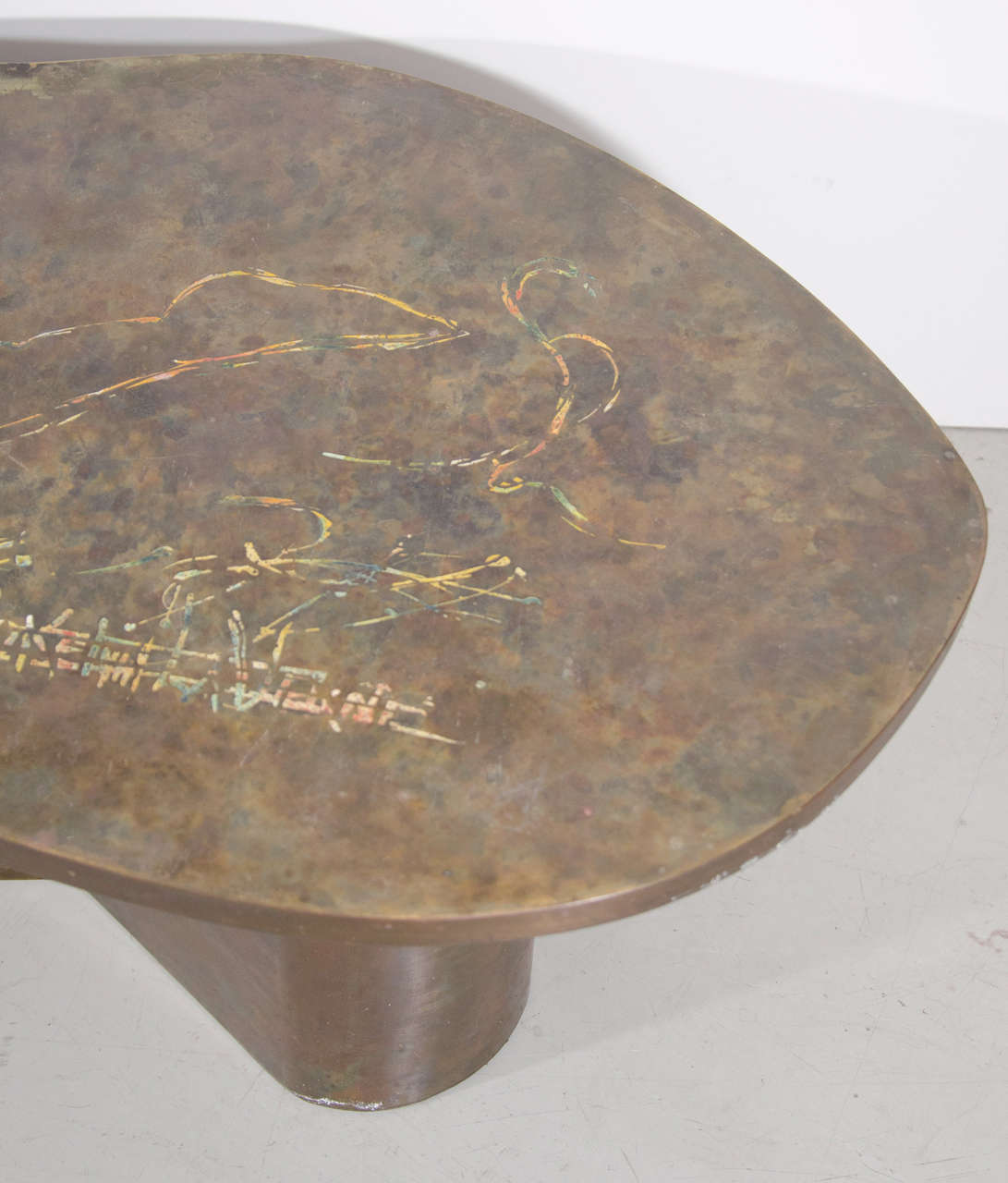 LaVerne Bronze Coffee Table with Reclining Female Figure, Signed In Good Condition For Sale In New York, NY