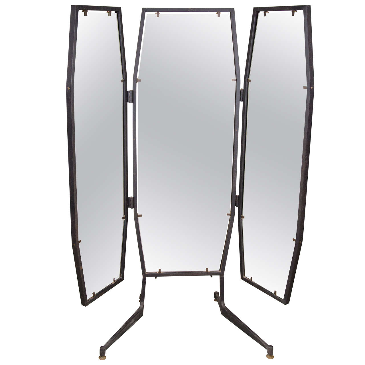 Italian Full Length Adjustable Three-Way Mirror For Sale